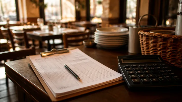 A small-restaurant cost sheet