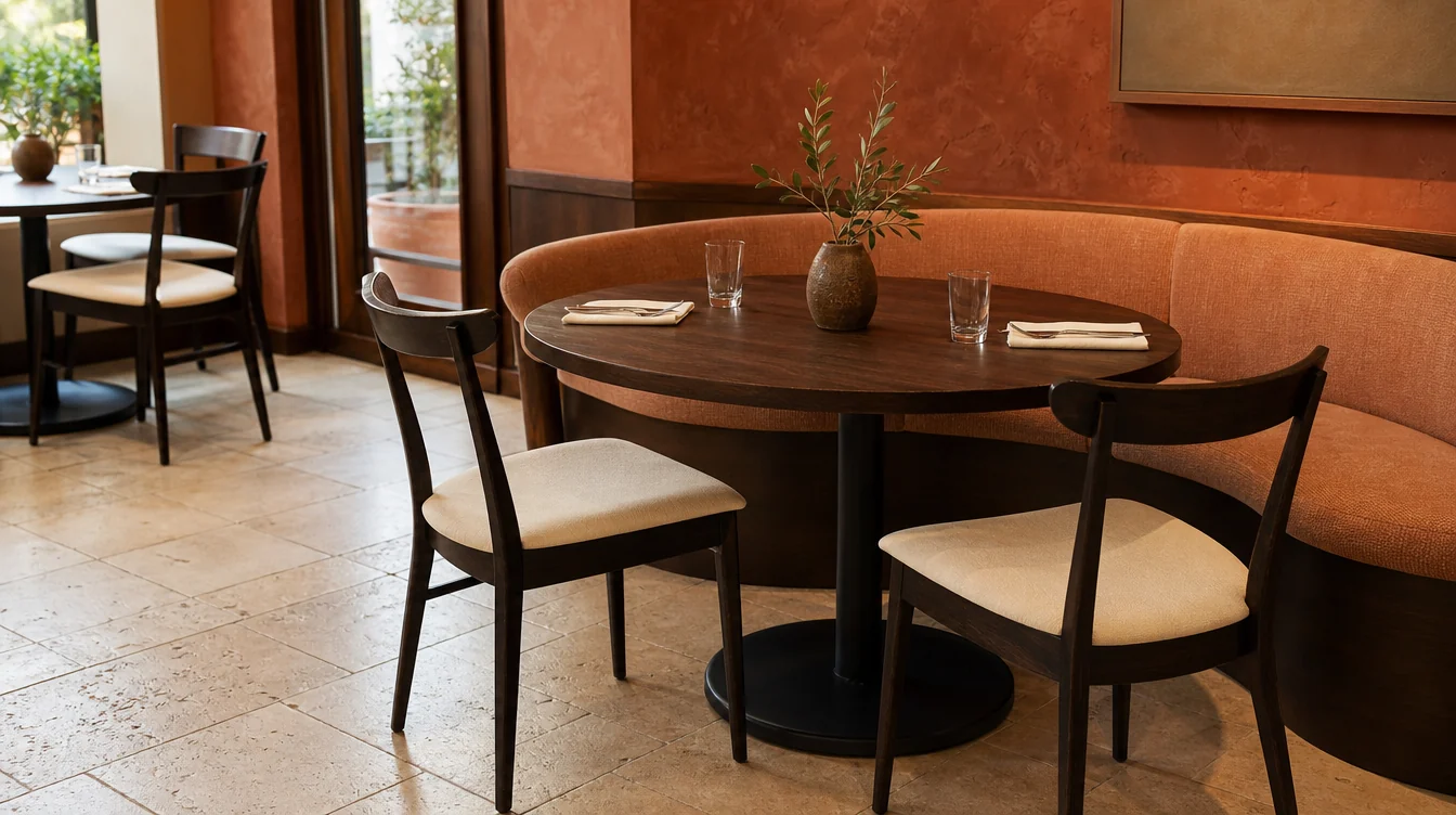 Individual restaurant dining chairs beside a table