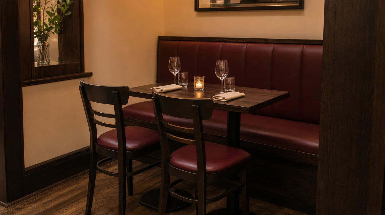 Individual restaurant dining chairs beside a table