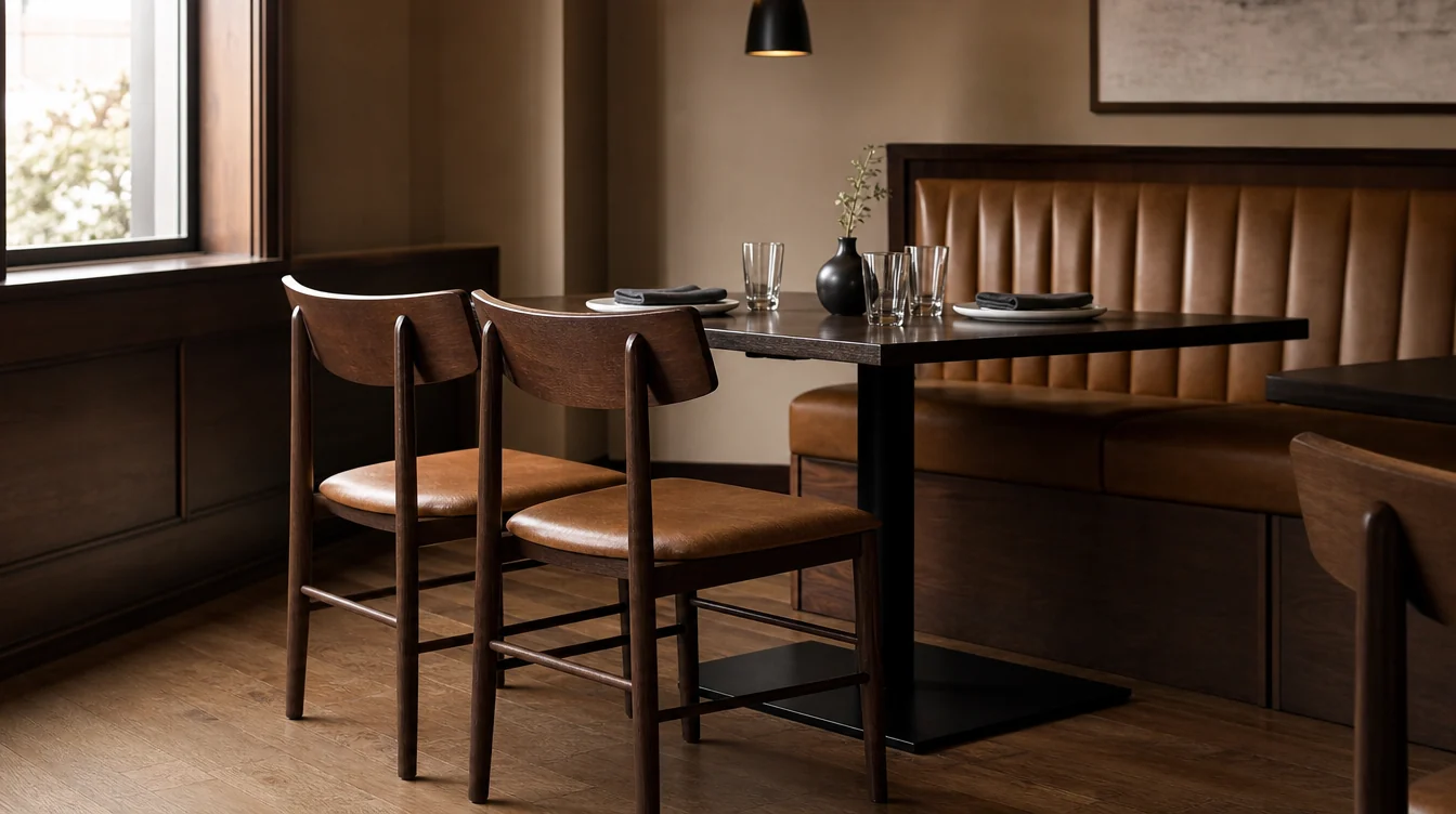 Individual restaurant dining chairs beside a table