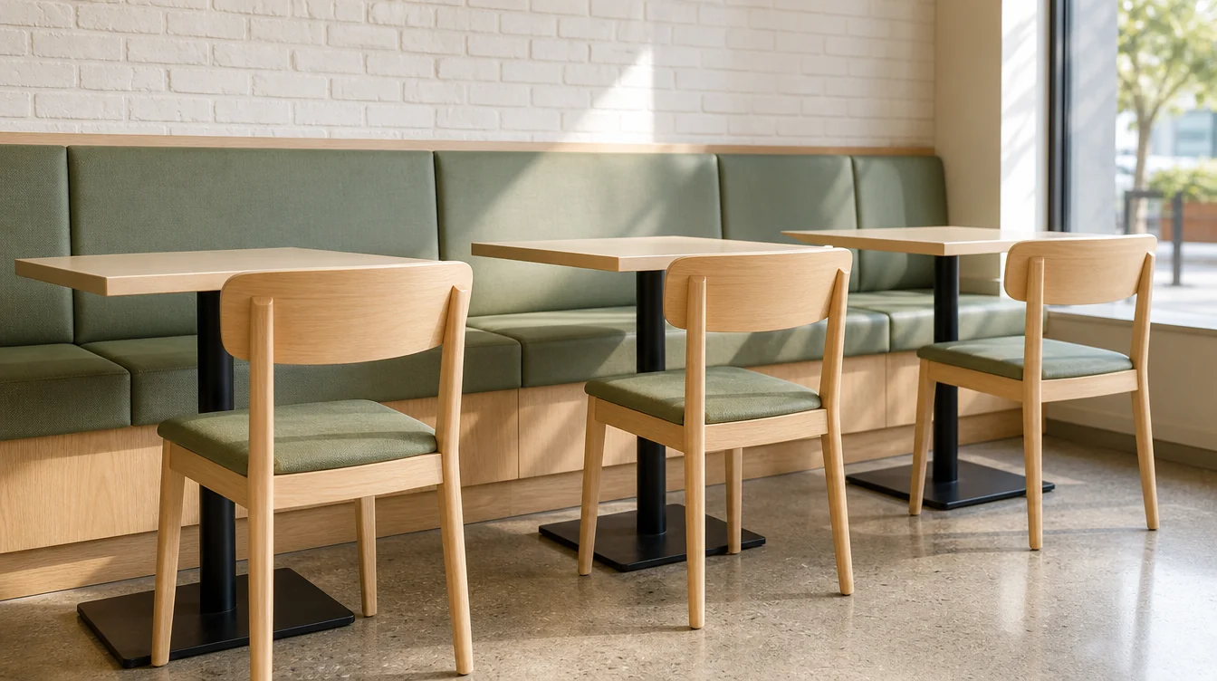 Individual restaurant dining chairs beside a table