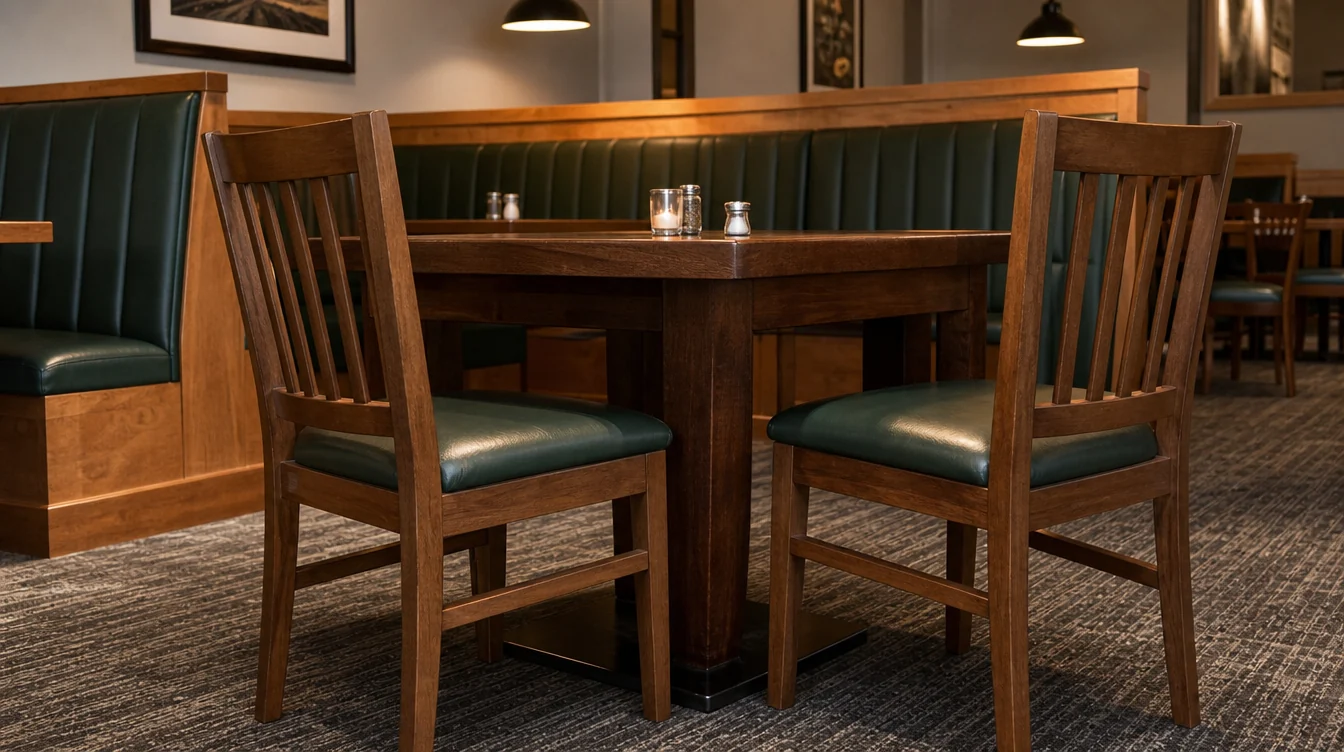 Individual restaurant dining chairs beside a table