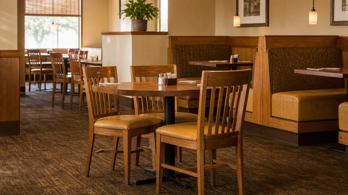 Individual restaurant dining chairs beside a table